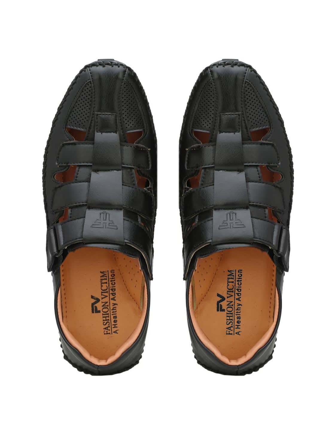 Black best sale fisherman sandals